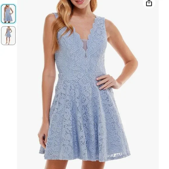 2/$14 City Studio Lace Fit & Flare Dress 1 - Picture 1 of 4